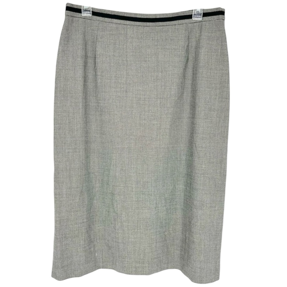 Escada by Saks‎ Black White Wool Pencil Skirt Midi